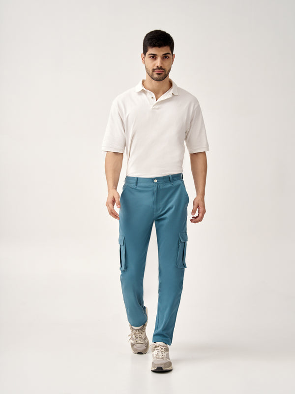 Tulum Turquoise Stretch Cargo Pants