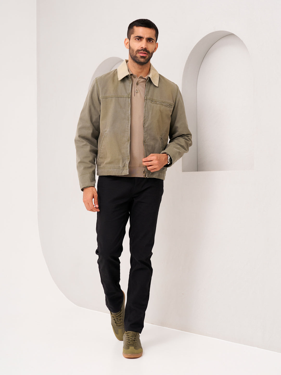 front view of infinite black jeanos by pant project with casual style