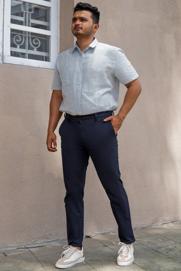 Navy Blue Slim Fit Stretch Chino Pants