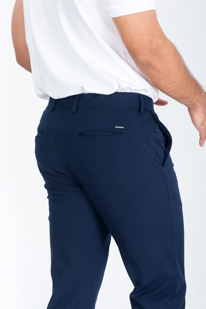 Navy Blue Slim Fit Stretch Formal Pants