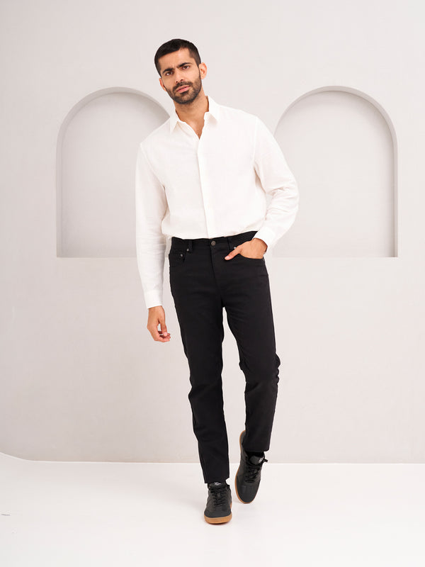 front view of infinite black jeanos by pant project with classic fit