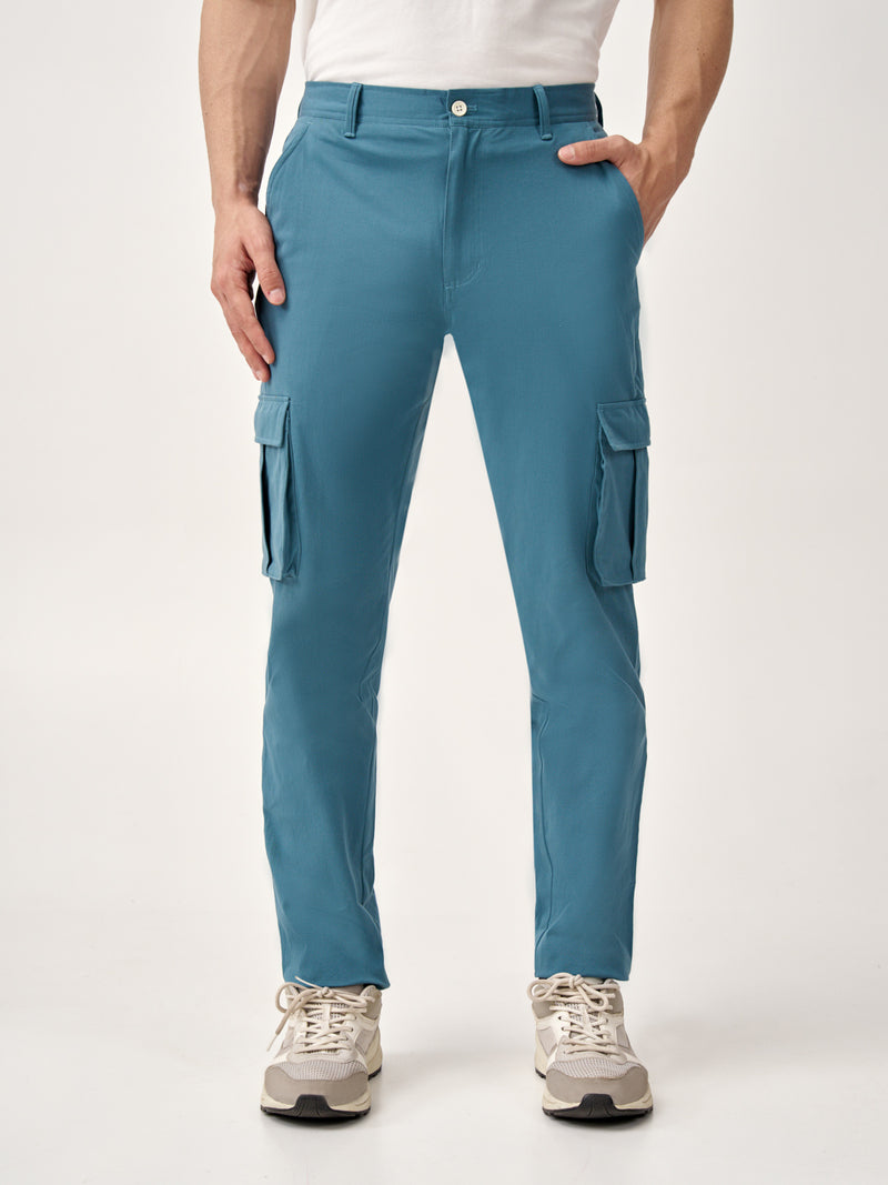 Tulum Turquoise Stretch Cargo Pants