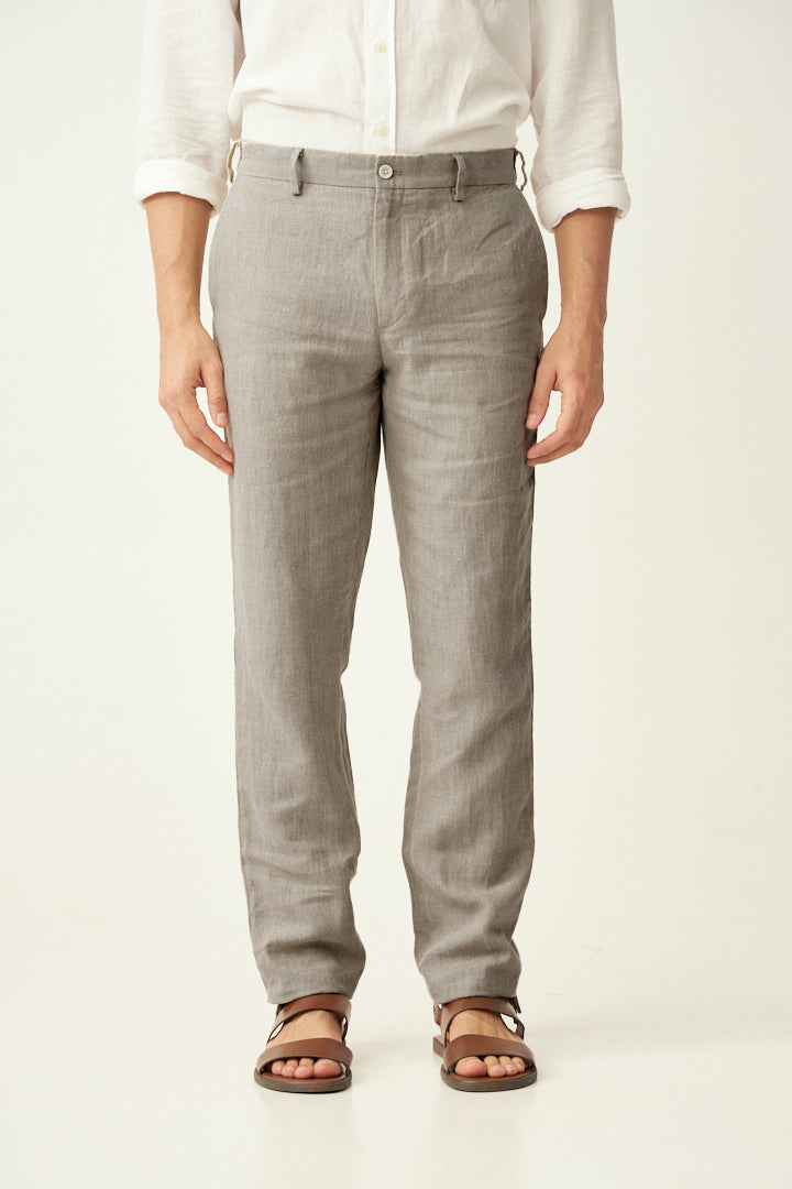 Oatmeal 100% Linen Pants