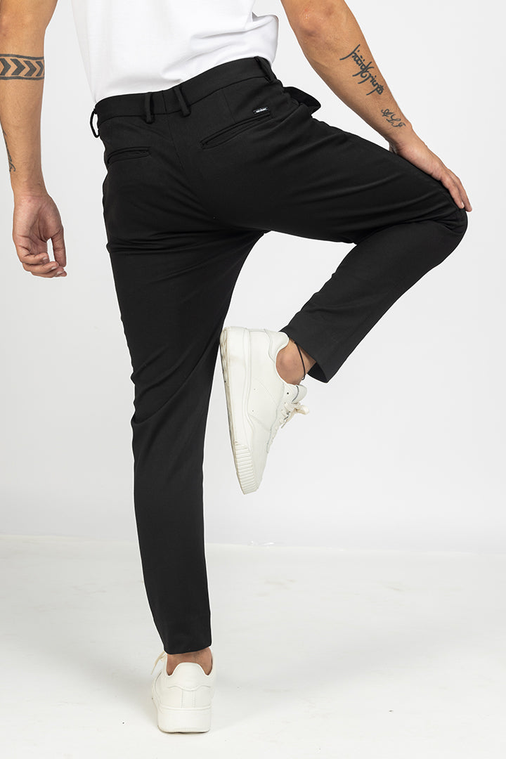 Deep Black Slim Fit Power Stretch Pants