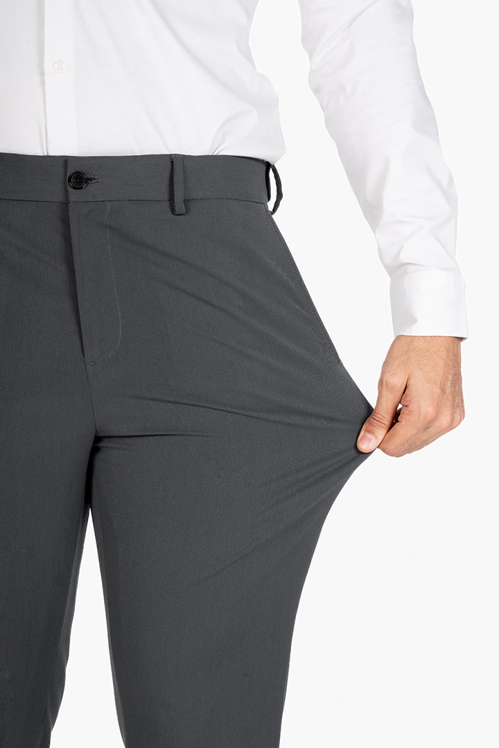 Grey Water Repellant Slim Fit Formal Pants