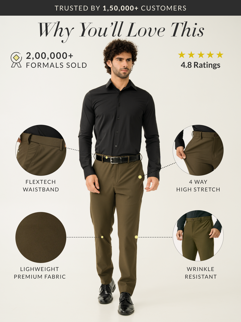 Always Olive Slim Fit Stretch Formal Pants