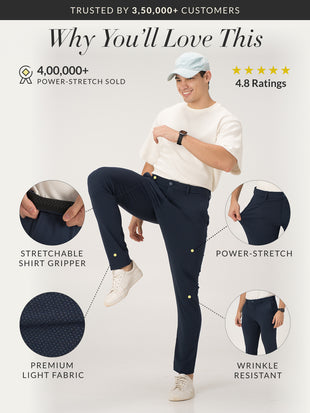 Aquatic Blue Slim Fit Lightweight Power Stretch Pants