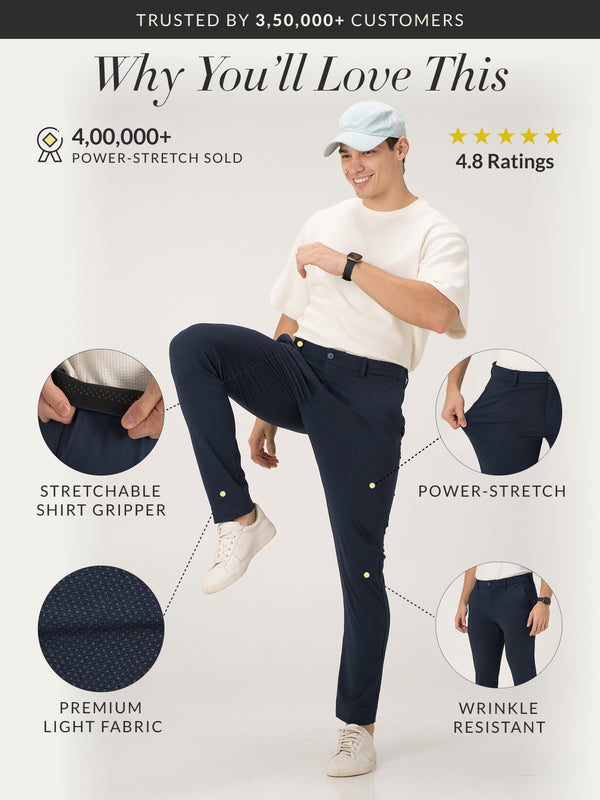 Aquatic Blue Slim Fit Lightweight Power Stretch Pants