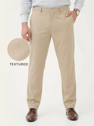 Argil Khaki Luxury Twill Relaxed Fit Stretch Formal Pants