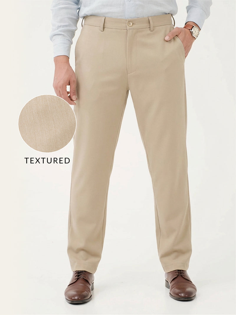 Argil Khaki Luxury Twill Relaxed Fit Stretch Formal Pants