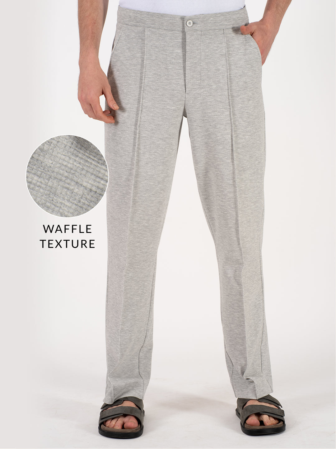 Aurest Grey Relaxed Fit Power Stretch Korean Pintuck Pants