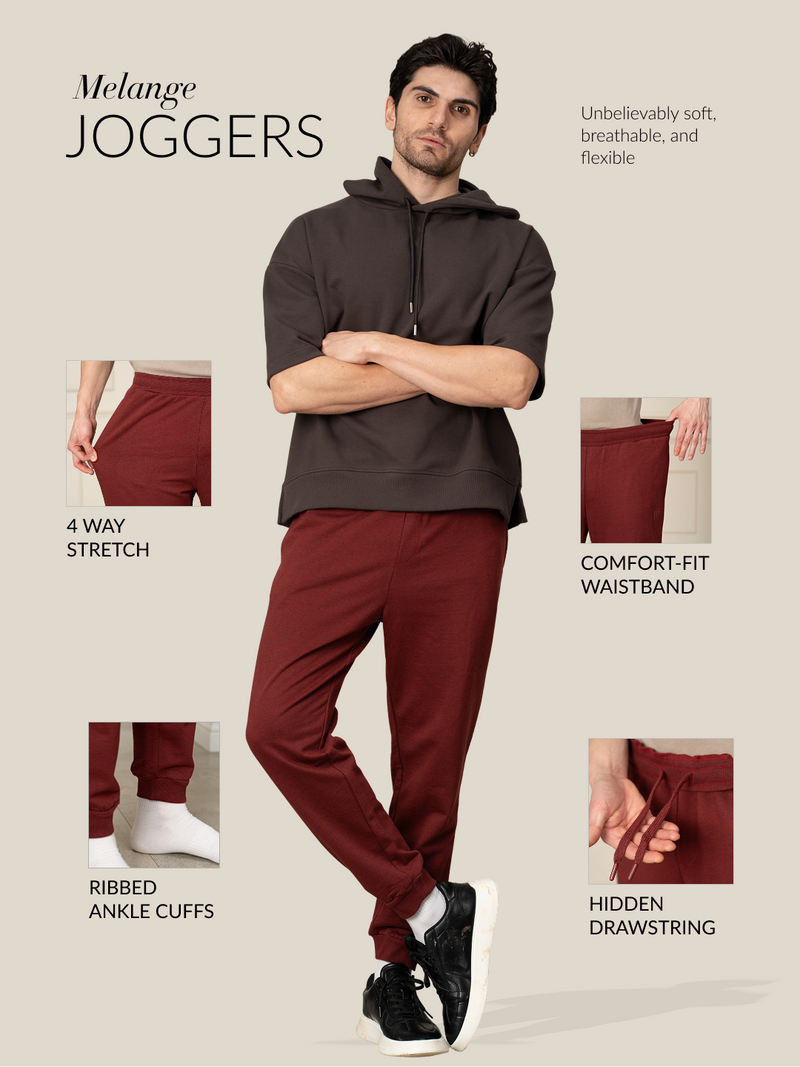 Aurora Red Melange Tapered Fit Joggers