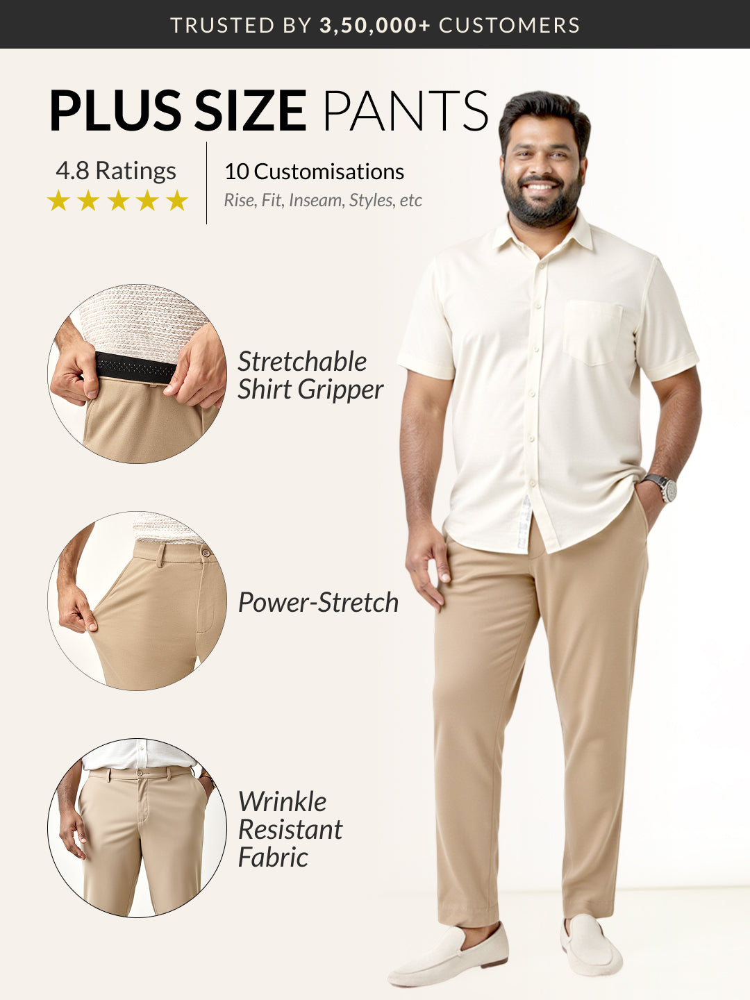 Peanut Brown Plus Size Power-Stretch Pants