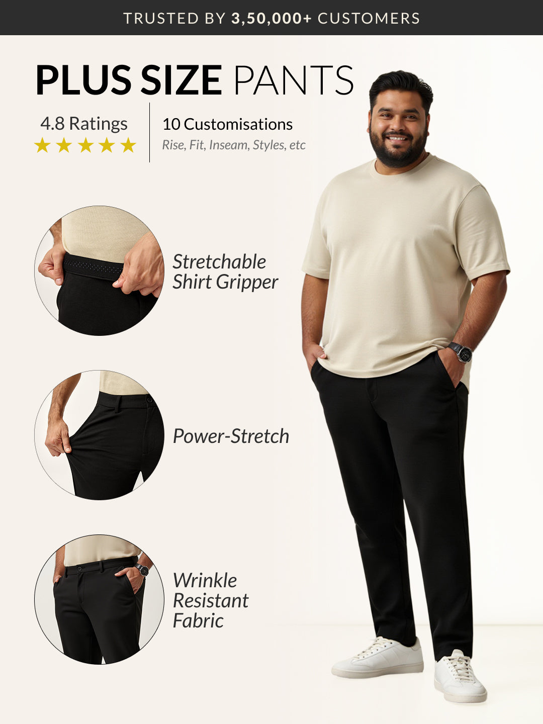Bangalore Black Plus Size Power-Stretch Pants