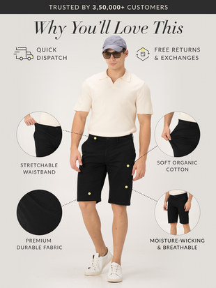Basquiat Black Stretch Chino Shorts