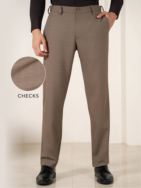 Buy Men Khaki Slim Fit Stretchable Formal Trouser