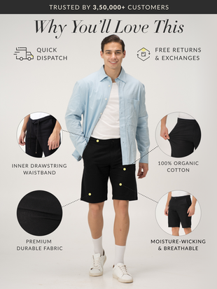 Belvidere Black All Day Lounge Cotton Shorts