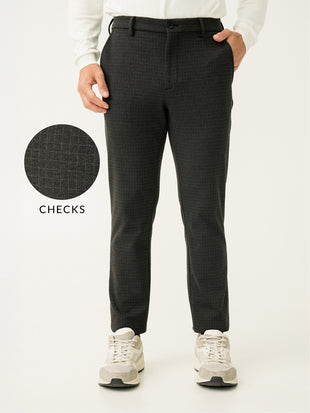 Belfast Black Checks Slim Fit Power Stretch Pants