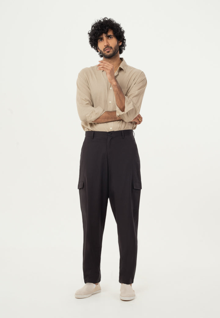 Black Korean Fit Cargo Pants