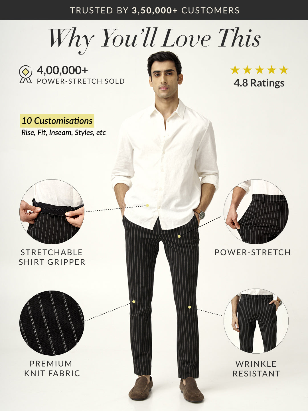 Black Stripe Power-Stretch Pants