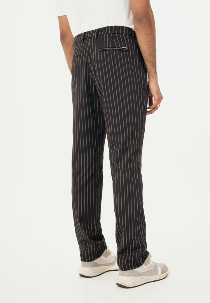 Black Stripes Regular Hem Power-Stretch Pants