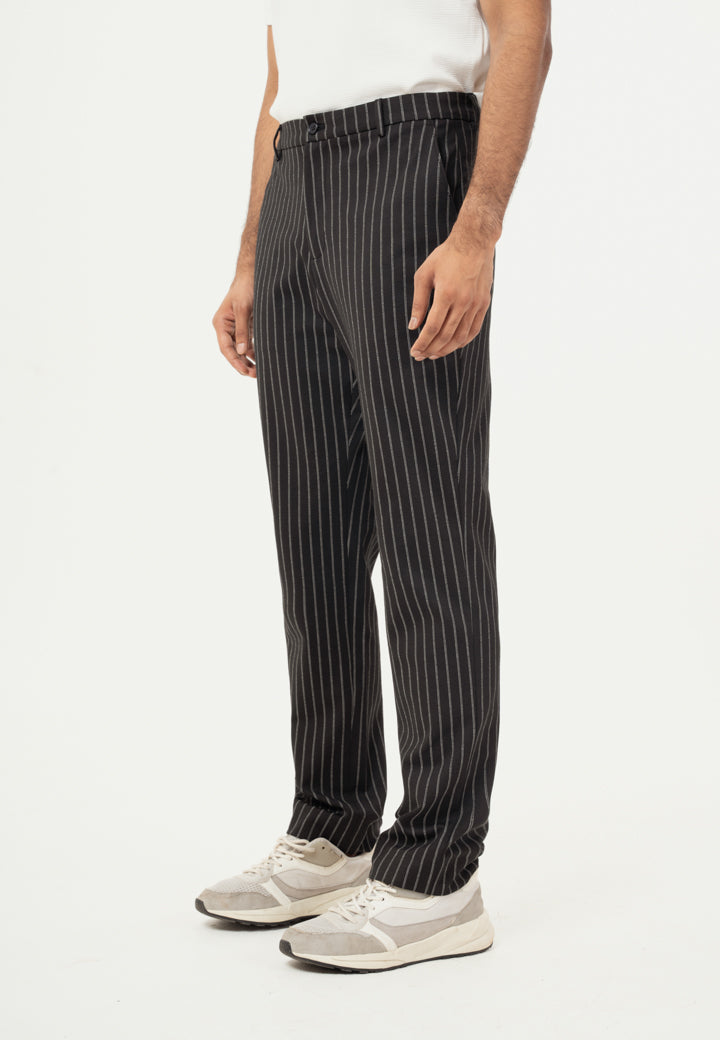 Black Stripes Regular Hem Power-Stretch Pants