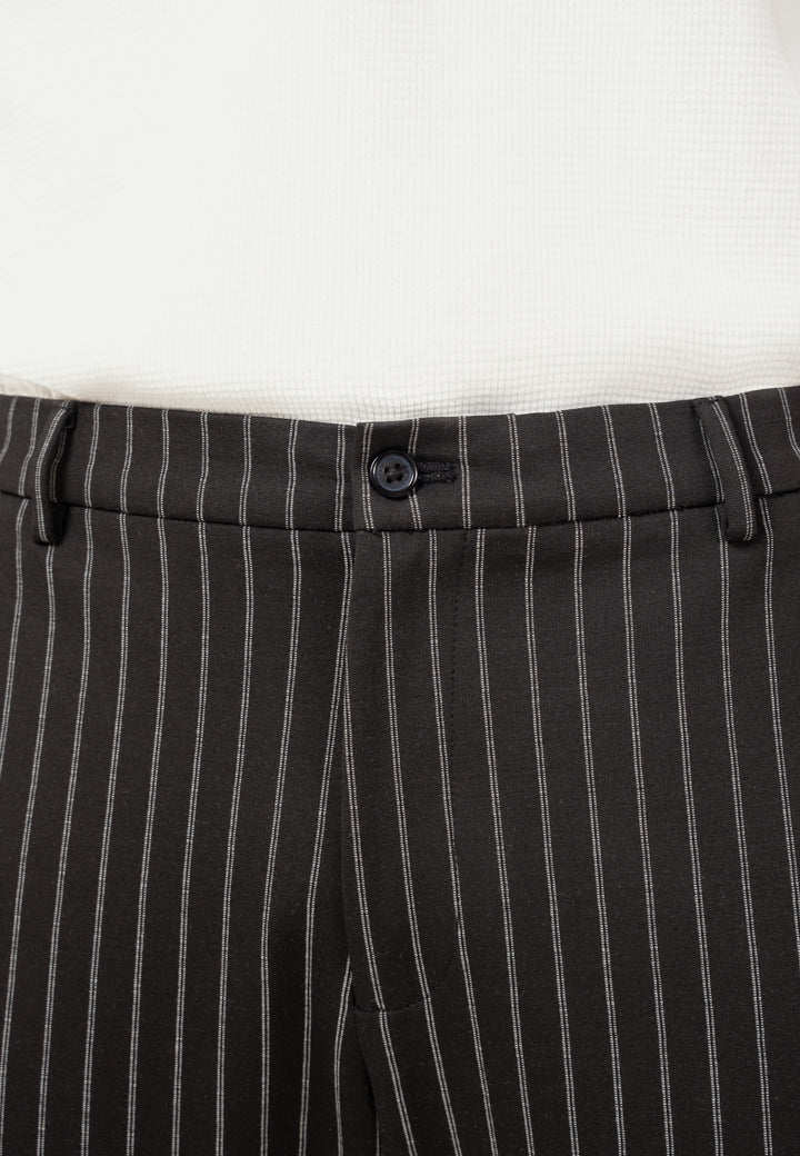 Black Stripes Regular Hem Power-Stretch Pants