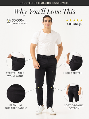 Box Black Slim Fit Stretch Chino Pants