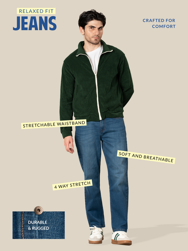 Breaker Blue Whiskered Relaxed Fit Jeans
