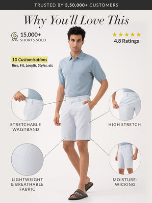 Breeze Blue Stripes Seersucker Chino Shorts