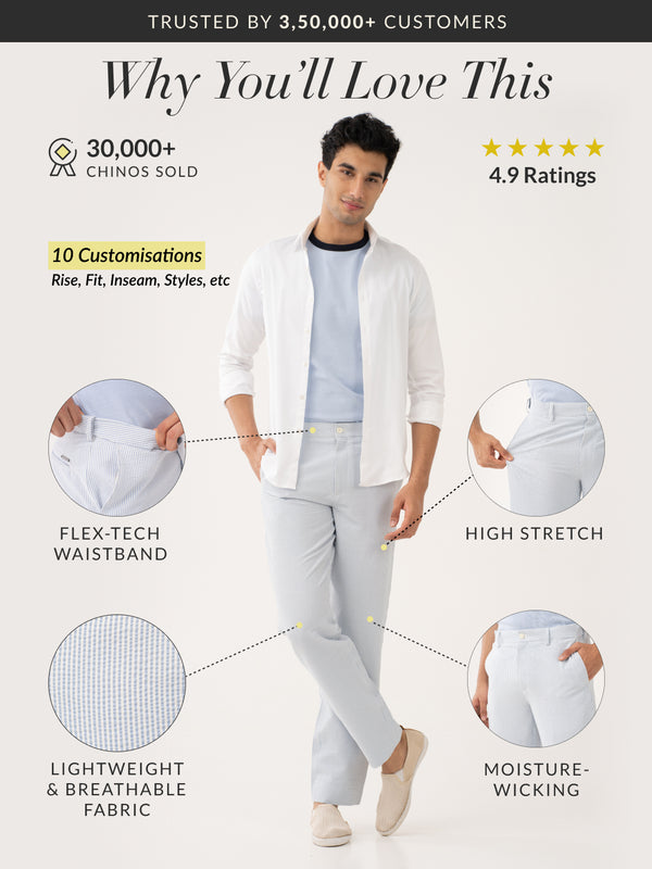Breeze Blue Stripes Seersucker Pants