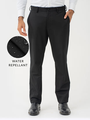 Brisk Black Water Repellent Relaxed Fit Stretch Formal Pants