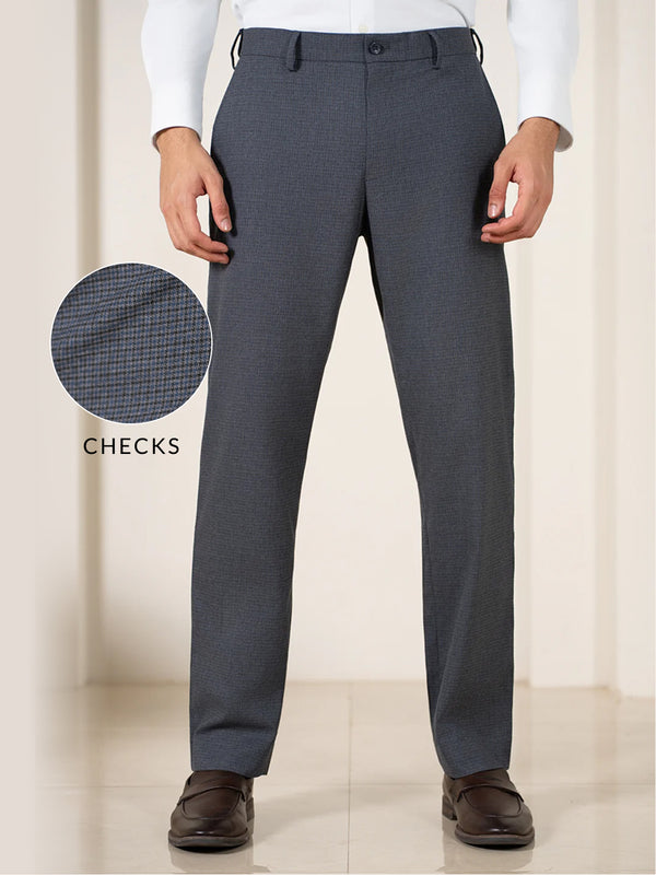 Bulldog Grey Houndstooth Relaxed Fit Stretch Formal Pants