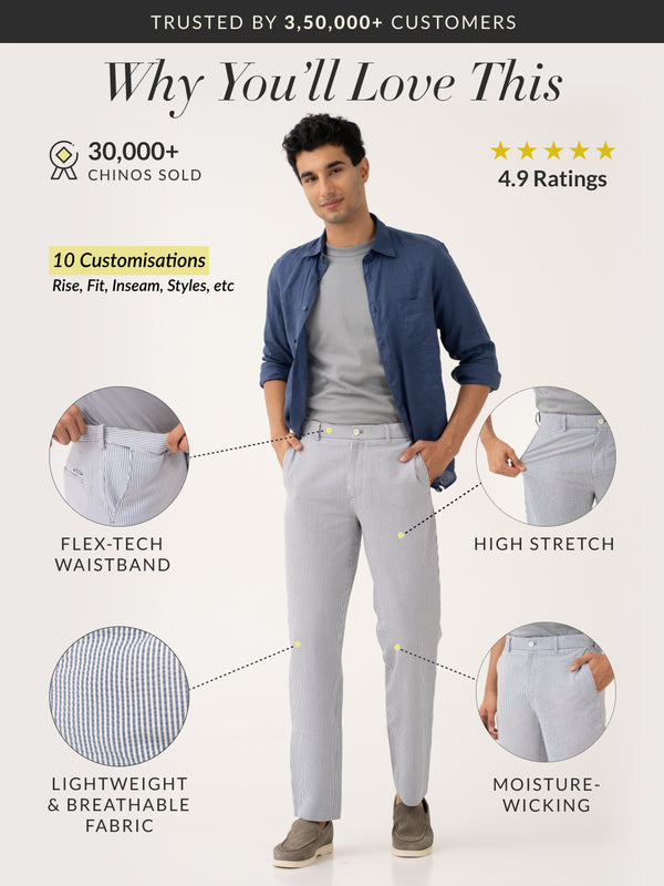 Captain Navy Stripes Seersucker Pants