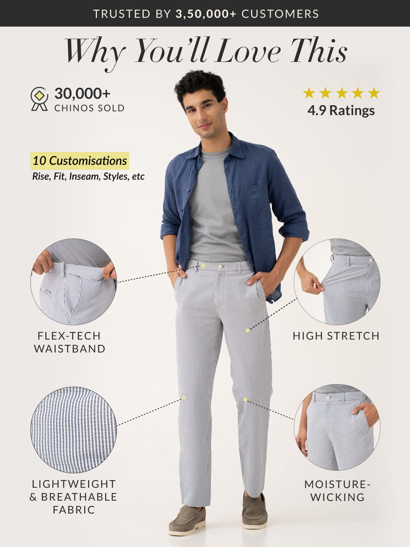 Captain Navy Stripes Seersucker Pants