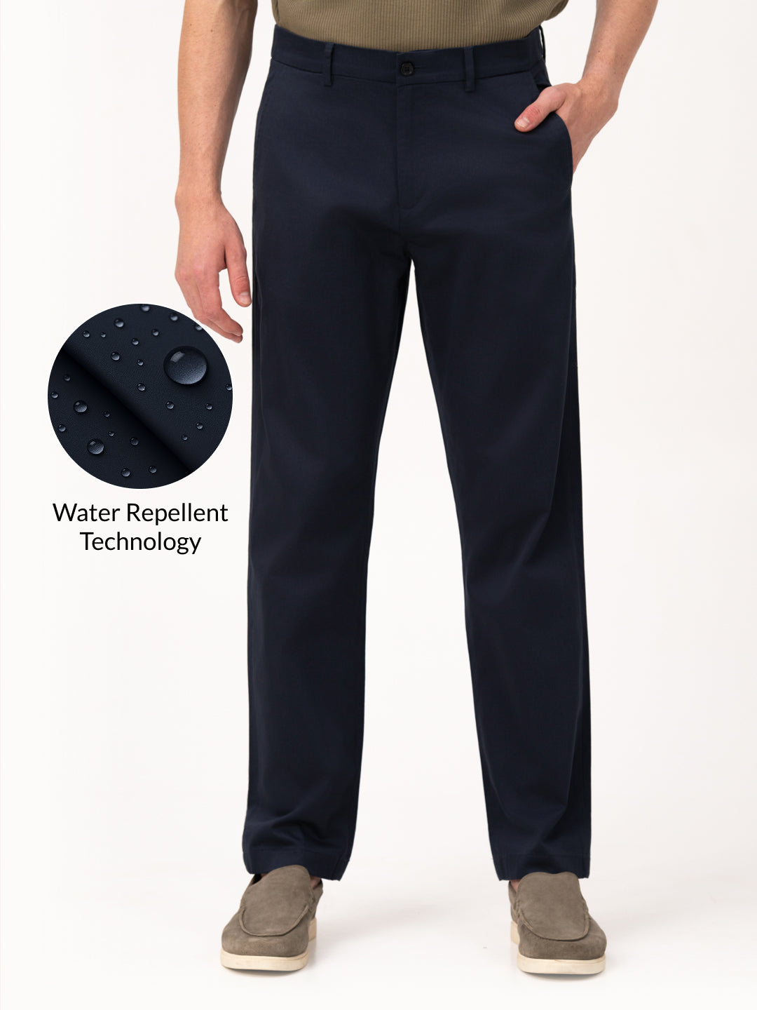 Celestra Navy Relaxed Fit Stretch Chinos for Men
