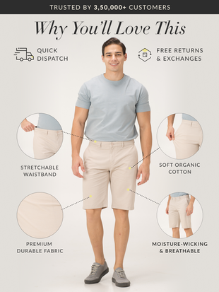 Claude Cream Stretch Chino Shorts