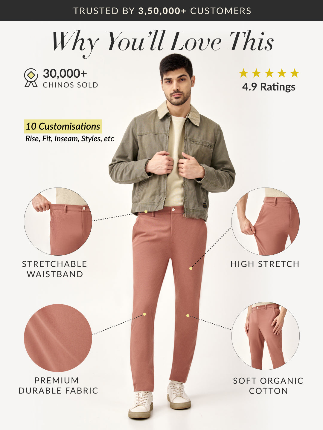Clay Brown Stretch Chinos