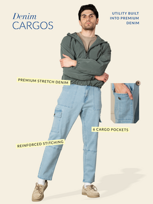 Cloudline Blue Relaxed Fit Denim Cargos