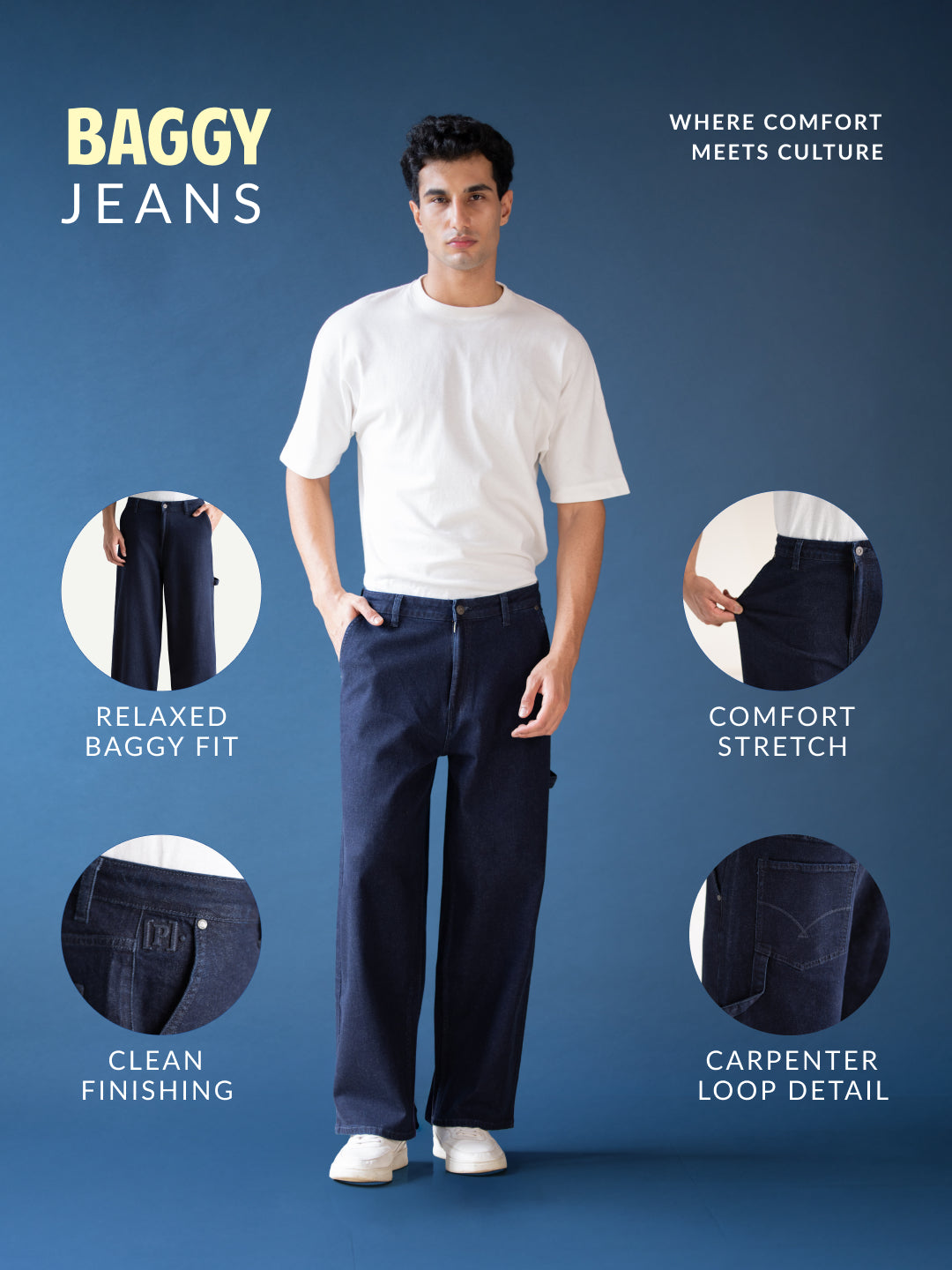 Combat Blue Baggy Fit Jeans