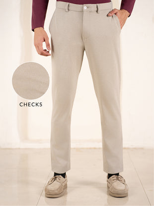 Contour Khaki Houndstooth Slim Fit Power Stretch Pants