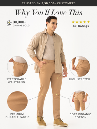 Court Khaki Slim Fit Stretch Chino Pants