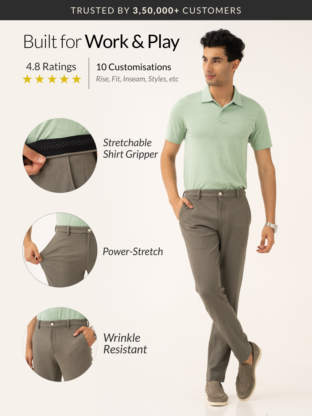 Crypto Green Waffle Textured Power-Stretch Pants