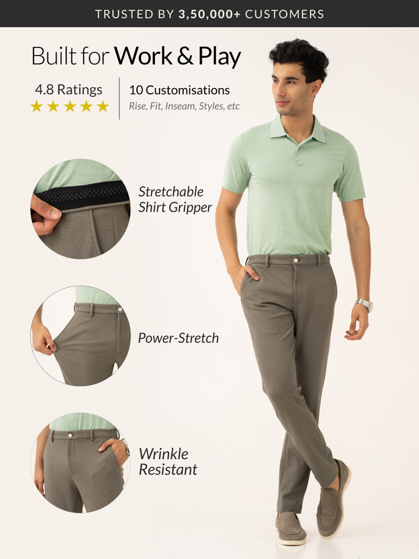 Crypto Green Waffle Textured Power-Stretch Pants