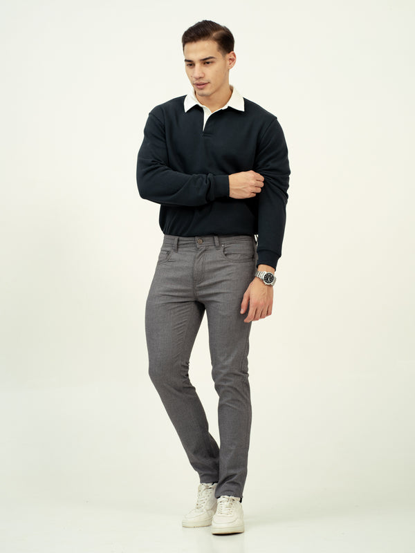 front view of gray jeans by pant project with slim fit