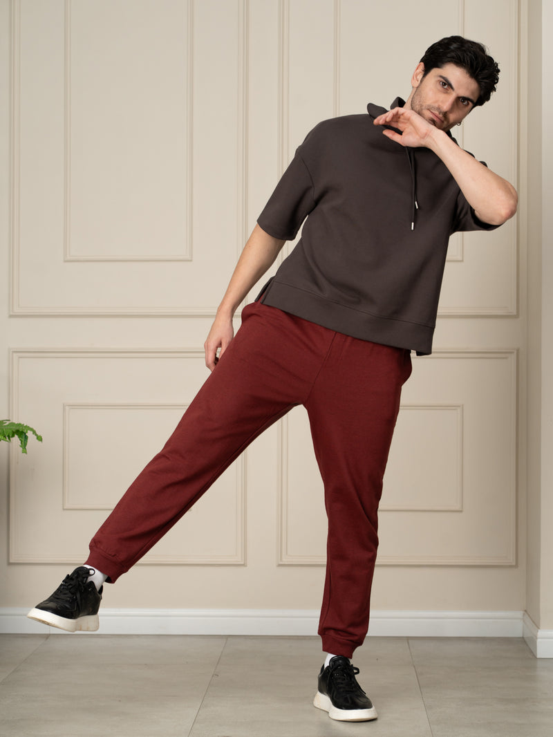 Aurora Red Melange Tapered Fit Joggers