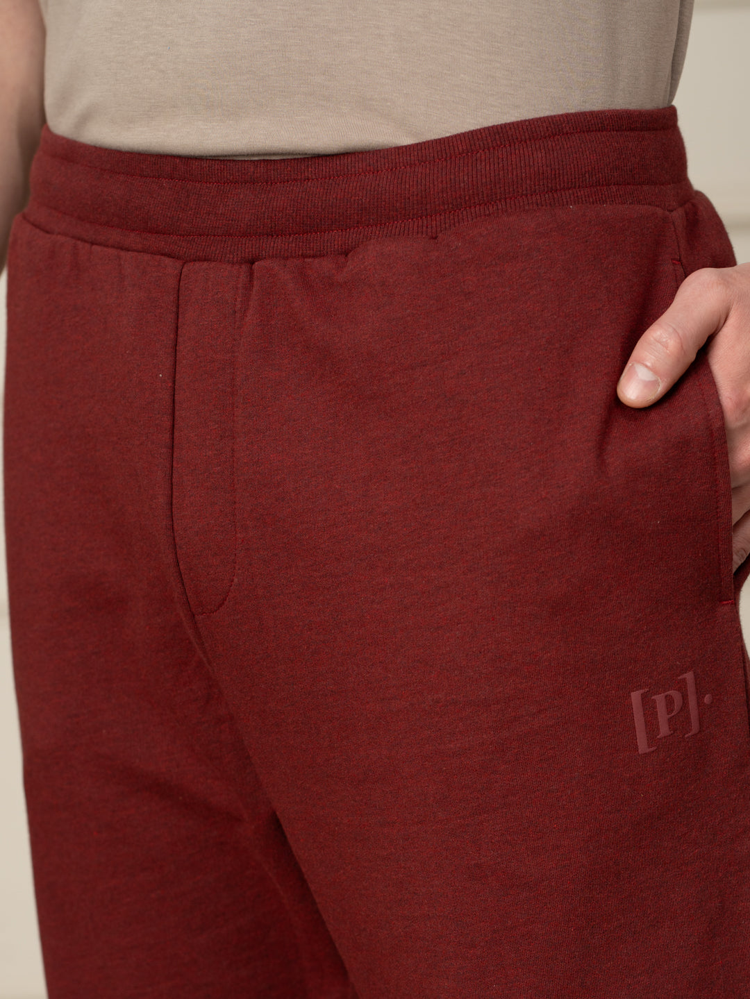 Aurora Red Melange Tapered Fit Joggers