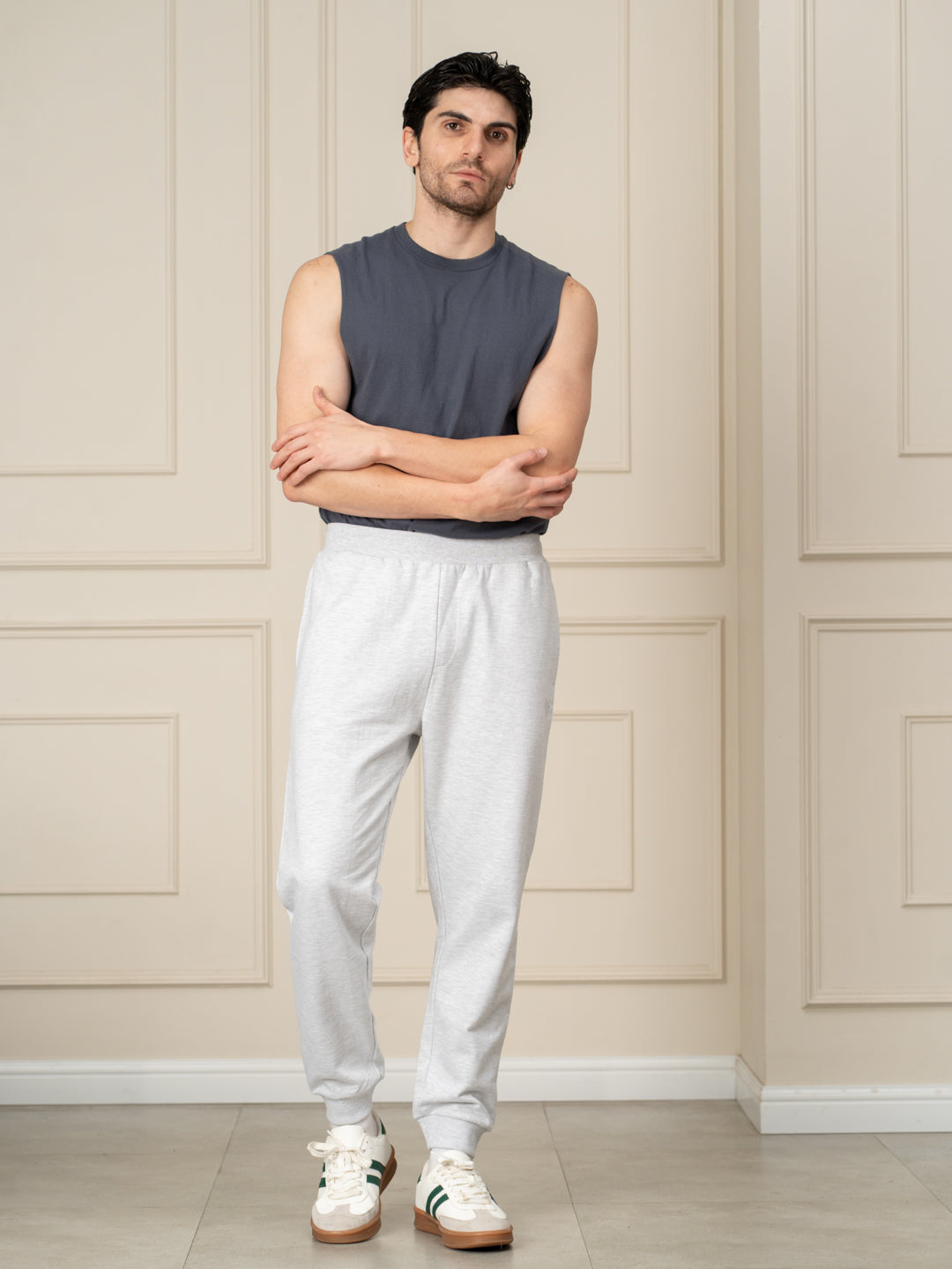 Axel Grey Melange Tapered Fit Joggers