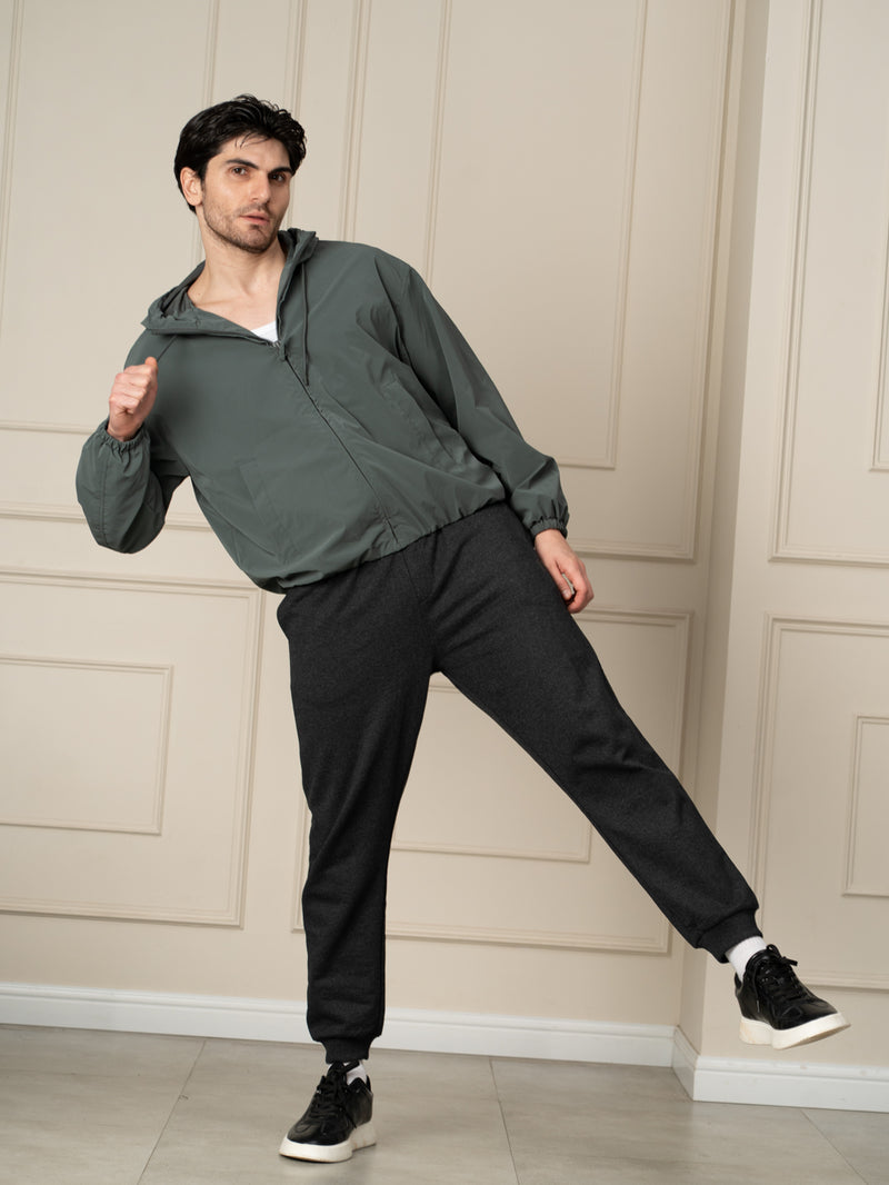 Soren Black Melange Tapered Fit Joggers