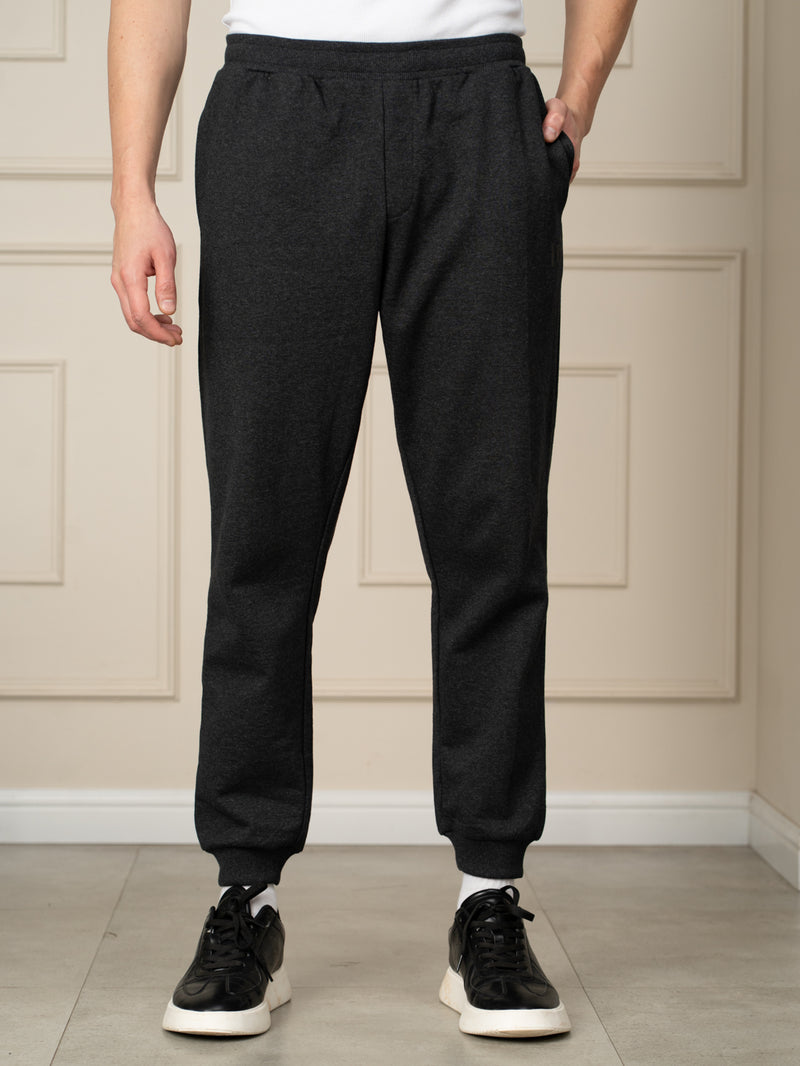 Soren Black Melange Tapered Fit Joggers